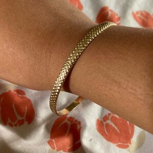 GOLD PLATED Hawaiian Jewelry (BANGLE) w/ square designs